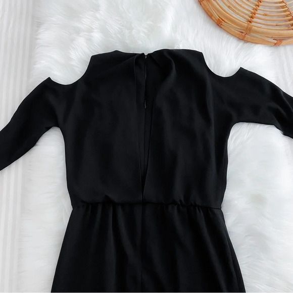 Tibi Savanna Cut Out Shoulder Mini Dress Black Cold Shoulders Sheath 2 - Picture 12 of 16
